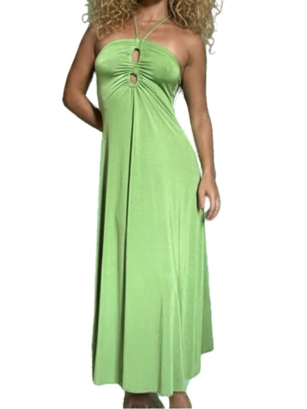Sincerely Jules Light Green Halter Midi Dress
